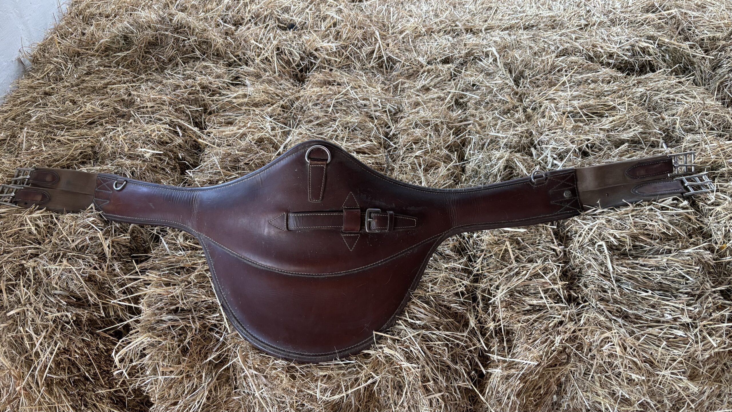 LJ Singel Leder met Buiklap Noisette 125cm